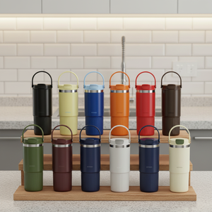 Nuevo Vaso Térmico de Acero Inoxidable 316 de 30oz (2026), Color Gris Oscuro, Acanalado, con Asa y Tapa, Termo Personalizable con Logotipo, <span class=keywords><strong>para</strong></span> Auto, Mantiene Temperatura por 24 Horas - Product Image 5