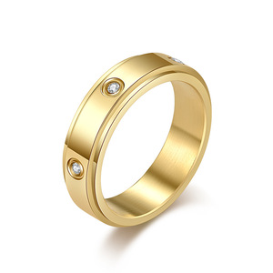 Popular yunnique style light luxury zircon-encrusted <b>titanium</b> steel rotating <b>ring</b>, unisex, stress-relieving and anx - Product Image 5
