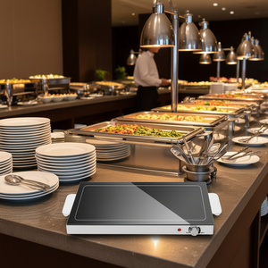 Bandeja Eléctrica Calentadora Negra Rectangular 500-1500W con Control de Temperatura Ajustable para Fiestas y Buffets - Product Image 2