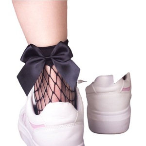 Fishnet <b>Socks</b> With Bowknot <b>Black</b> Cotton Women's Short <b>Socks</b> For Students And Youth - Product Image 4