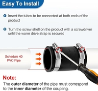 Raccord flexible en PVC pour tuyau de condensation, avec colliers de serrage en acier inoxydable à finition brute, mesure impériale (en pouces)