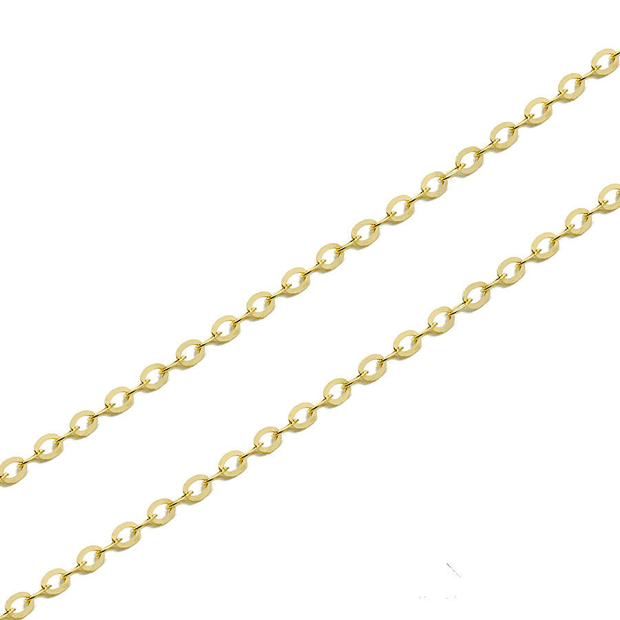Real 14K Pure Gold Chain Roll Flat Cable Necklace