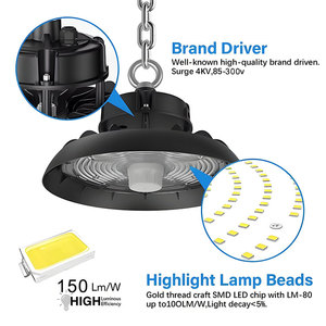 Lumière UFO à LED ultra brillante, éclairage de baie haute, étanche IP66, 150W SMD2835, lumière UFO pour grande usine et entrepôt - Product Image 2