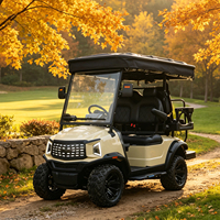 Voiturette de golf électrique 4 places, batterie lithium 72V, sièges personnalisables, couleur de carrosserie assortie, étagère de chargement supplémentaire, moteur 7KW