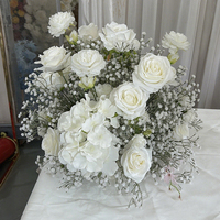 Bola de Flores Artificiales de Seda de 80 cm con Rosas y Paniculata, Decoración para Mesa de Boda, Salón y Sala de Exposiciones