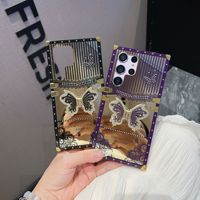 Coque de téléphone pour Samsung Galaxy S26 S25 Ultra S22 S23 S24 Plus, avec support robuste, motif floral et papillon, finition électro-plaquée miroir, en PC