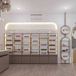 Minimalist Perfume Display Stand | Custom <b>Makeup</b> <b>Table</b> for Trendy Stores | Sleek MDF Stainless Steel Eco-Friendly LED <b>Lighting</b> - Product Image 5