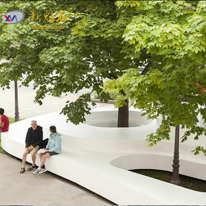 Nuevos Materiales de Construcción de Piedra GRC, Banco para Jardín de Terrazo, Blanco Gris, Personalizable, Resistente al Agua y a las Manchas, para Paisajismo - Product Image 1