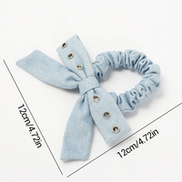 Chouchou en tissu denim avec nœud et œillets métalliques, élastique pour cheveux, mignon, pour femme, pour queue de cheval