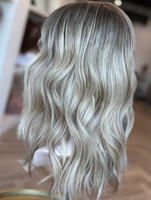 Perruque médicale casher ondulée mi-longue blond cendré, 100 % cheveux humains vierges, avec dessus en dentelle, pour femmes atteintes d'alopécie
