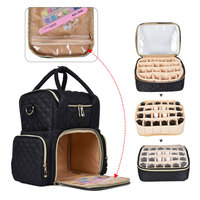 48 Porte-bouteilles Double couche Nail Bag Nail Organizer Mallette de transport Polish Storage Bag Nail Tech Bag