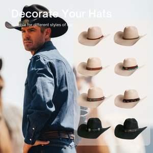 공장 가격 서부 스타일 황소 머리 무늬 PU 가죽 모자 액세서리 서부 카우보이 모자 밴드 - Product Image 4