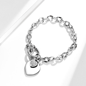 Pulsera de Acero de Titanio con Diamantes en Forma de Corazón, Chapada en Oro, con Cierre OT, Joyería para Mujer, Regalo - Product Image 4