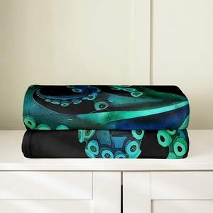 Manta polar de pulpo para todas las estaciones para niños y niñas, 40x50 pulgadas, manta de franela suave y cálida con diseño de vida marina costera, perfecto - Product Image 3