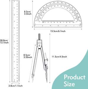 Règle flexible pour la <span class=keywords><strong>géométrie</strong></span> et le <span class=keywords><strong>dessin</strong></span> <span class=keywords><strong>de</strong></span> formes détaillées en matériau transparent transparent avec des marquages faciles - Product Image 2
