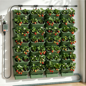 Kit de jardin vertical mural empilable 1m2 avec irrigation goutte-à-goutte automatique, pot de fleurs auto-arrosant pour décoration murale vivante - Product Image 6