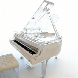 Piano mécanique acoustique de luxe en bois massif, style moderne, esthétique haut de gamme, texture acrylique cristalline - Product Image 5