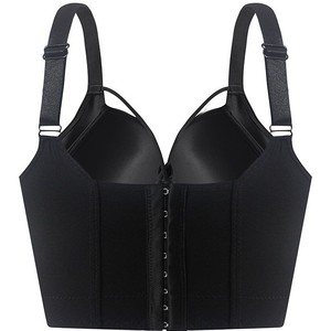 Sujetador push-up de talla grande para mujer con cobertura completa de espalda, copa profunda estampada, encaje, aros y 8 corchetes - Product Image 4