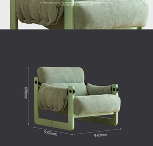 Poltrona Relax Verde Moderna per Soggiorno di Villa, Camera da Letto d'Hotel, con Struttura in Legno e Tessuto Rinfrescante - Product Image 6