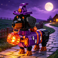 Kit de Construction DIY Chien Teckel d'Halloween en Blocs de Plastique 40 Pièces Échelle 1:12 – Jouet Éducatif