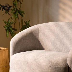 Silla giratoria de diseño moderno para sala de estar, sofá curvo de tela de 1 plaza, sillón redondo individual - Product Image 4