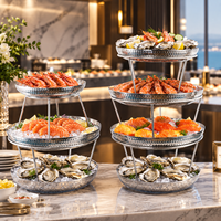 Présentoir en acier inoxydable pour buffet d'hôtel Sashimi Fruits de mer Salade de fruits et table à dessert Présentation
