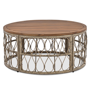 Ensemble de salon de jardin d'inspiration bohème pour 4 personnes avec coussins amovibles, ensemble de conversation pour patio avec plateau en bois, beige - Product Image 6