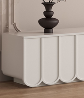 Ensemble meuble TV et table basse en bois massif, style crème français, intégré au sol, mobilier de salon moderne et minimaliste