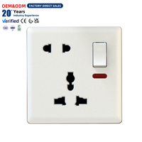 Suministro de Fábrica OEM: Nuevo Interruptor de Enchufe Multifunción de 1 Gang y 5 Pines con Neón, Tipo 86, Blanco, para Pared