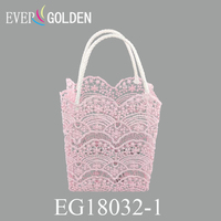 Panier carré en polyester tissé avec dentelle pour demoiselle d'honneur, 17x8x20 cm, avec doubles poignées, article cadeau pour enfants, référence EG18032-1, best-seller