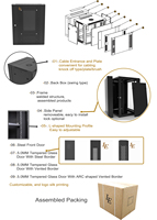 Kabinet Server Jaringan Dinding LE, Rak Ganda 19 Inci, 4U-27U, Baja SPCC Cold Rolled, Panel Samping Lebar 600mm