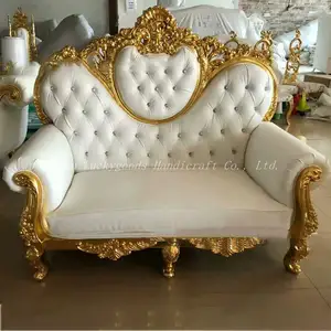Luckygoods Europese Stijl Koninklijke Sofa Stoel Massief Eiken Hout Pu Leer + Gold Frame Meubels SF210511-38