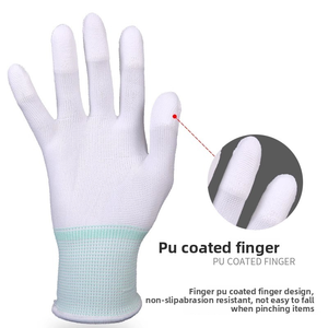 Gants texturés de salle blanche de travail industriel de polyester imprégné de protection de travail de plein doigt enduisant - Product Image 5