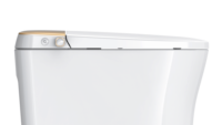WC intelligent blanc avec siège chauffant, double chasse d'eau, réservoir encastré, fixation au sol, céramique, désodorisation automatique