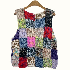 Gilet in Maglia Fatto <span class=keywords><strong>a</strong></span> <span class=keywords><strong>Mano</strong></span> E&L da <span class=keywords><strong>Donna</strong></span>, Stile Casual Vintage, Moda Color Block, Maglione Lavorato <span class=keywords><strong>a</strong></span> Maglia - Product Image 2