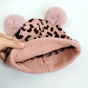 2 шт., зимние вязаные шапки с леопардовым принтом