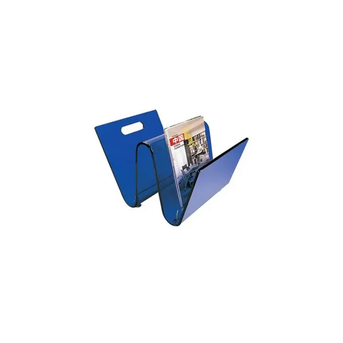 Blue Acrylic Magazine Rack W Shape with Handle Elegant Acrylic Newspaper Holder Stand Wave Design Wholesale
