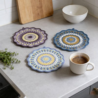 Tapis isolant artisanal en acrylique au crochet, motif floral moderne style ferme, articles de cuisine de luxe, Pâques