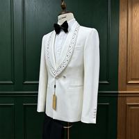 Costume de luxe 2 pièces à sequins et diamants, simple boutonnage, fait main, pour marié, smoking de mariage, tenue de soirée formelle arabe, veste et pantalon
