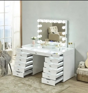 DISPONIBILE NEL MAGAZZINO USA: Graziosa Toeletta Rosa con 13 Cassetti e Molteplici Spazi di Archiviazione, Adatta per Soggiorno e Camera da Letto - Product Image 5