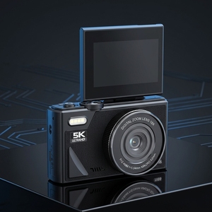 กล้องวิดีโอบล็อกหน้าจอพลิกได้ 2026 5K 75MP ถ่ายวิดีโอแบบจับภาพช่วงเวลา ถ่ายภาพเซลฟี่แบบสโลว์โมชั่น รองรับ WiFi แอพพลิเคชั่น DC1807 ซูมดิจิตอล 18 เท่า 1)5K Ultra HD Vi - Product Image 1