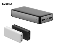 C2006A Batterie externe 20000 mAh grande capacité, chargeur portable avec double sortie USB et voyant lumineux d'alimentation