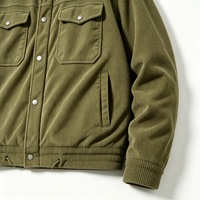 Veste en velours côtelé pour homme, col en sherpa, style trucker, boutonnée, chaude, rétro, vêtement de travail, personnalisable avec logo OEM