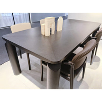 Table de salle à manger rectangulaire en bois moderne, table design en chêne noir pour la cuisine, le restaurant et la salle à manger