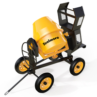 Bétonnière 350L-700L à moteur essence, remorquable, 4 roues, pour chantier et construction routière