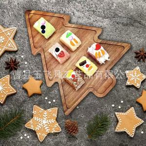 Bandeja de madera de acacia para árbol de Navidad, 38x30cm, bandeja de madera maciza para servir aperitivos y delicatessen en restaurantes - Product Image 4