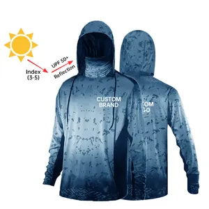 Logotipo personalizado OEM al por mayor función de alta calidad secado rápido 100% poliéster UPF 50 protección solar camisa de pesca de manga larga