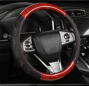 Funda para Volante de Madera de Durazno con Costuras de Fibra de Carbono, Cuero Artificial, Universal para las Cuatro Estaciones, Comercio Exterior - Product Image 5