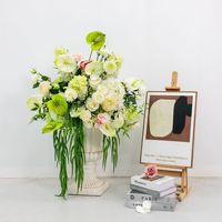 Tren Baru Rangkaian Bunga Pernikahan Buatan Tangan Putih Hijau Buket Calla Lily Buatan Mawar Hydrangea Bola Bunga 60cm