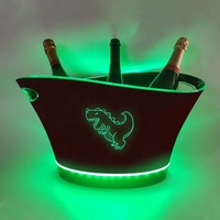 Seau à glace LED en plastique élégant, couleur verte changeante, pour boîte de nuit et bar